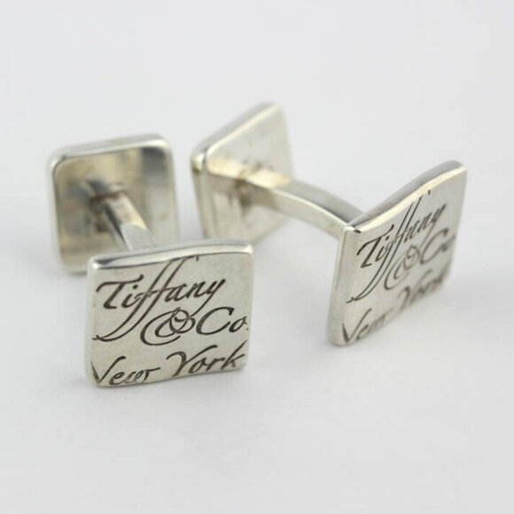 Tiffany & Co Notes Square Cufflinks Cuff Links Silver 925 Auth #7381 - Picture 2 of 5
